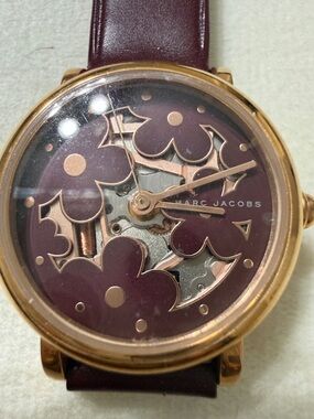 Marc Jacobs Plum Floral Cutout Watch with Rose Gold Accents